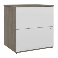 Ridgeley 28W 2 Drawer Lateral File Cabinet In Silver Maple & Pure White - Bestar 152600-000144