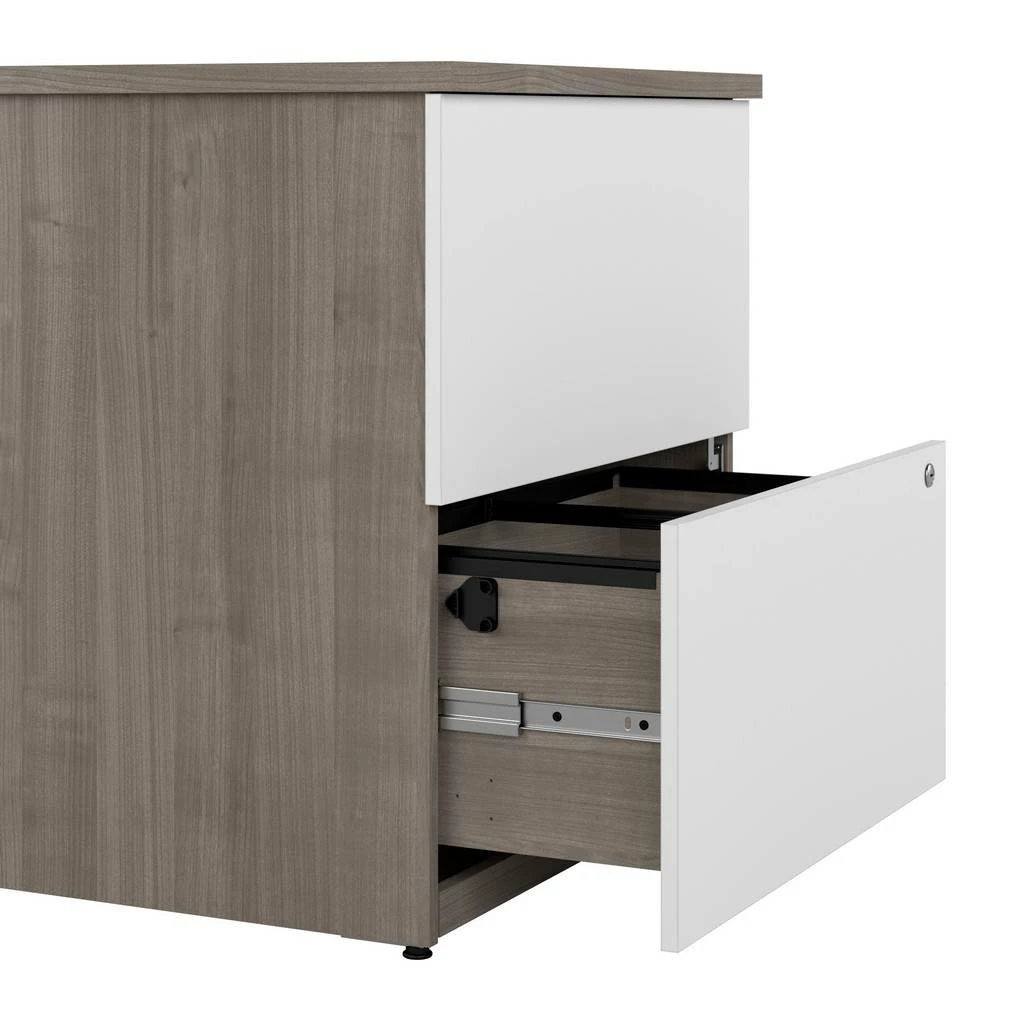 Ridgeley 28W 2 Drawer Lateral File Cabinet In Silver Maple & Pure White - Bestar 152600-000144 - Image 11