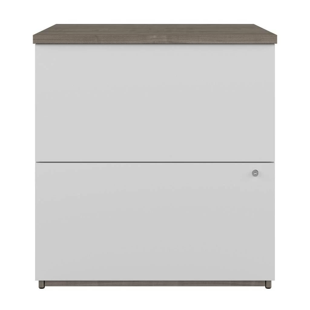 Ridgeley 28W 2 Drawer Lateral File Cabinet In Silver Maple & Pure White - Bestar 152600-000144 - Image 2