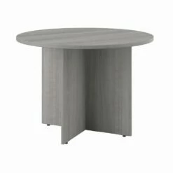 Bush Business Furniture 42W Round Conference Table With Wood Base In Platinum Gray - Bush Business Furniture 99TB42RPG