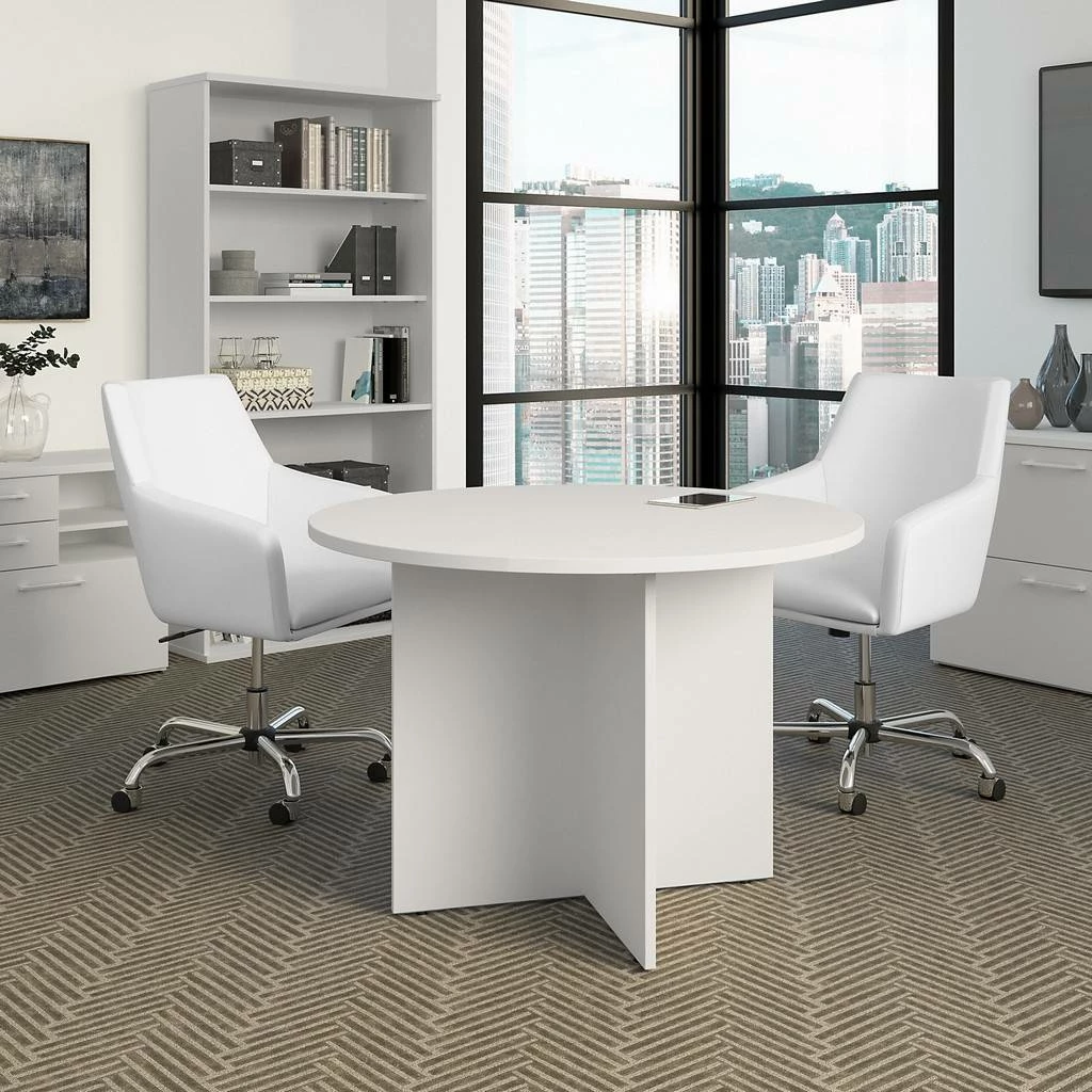 Bush Business Furniture 42W Round Conference Table With Wood Base In White - Bush Business Furniture 99TB42RWH - Image 2