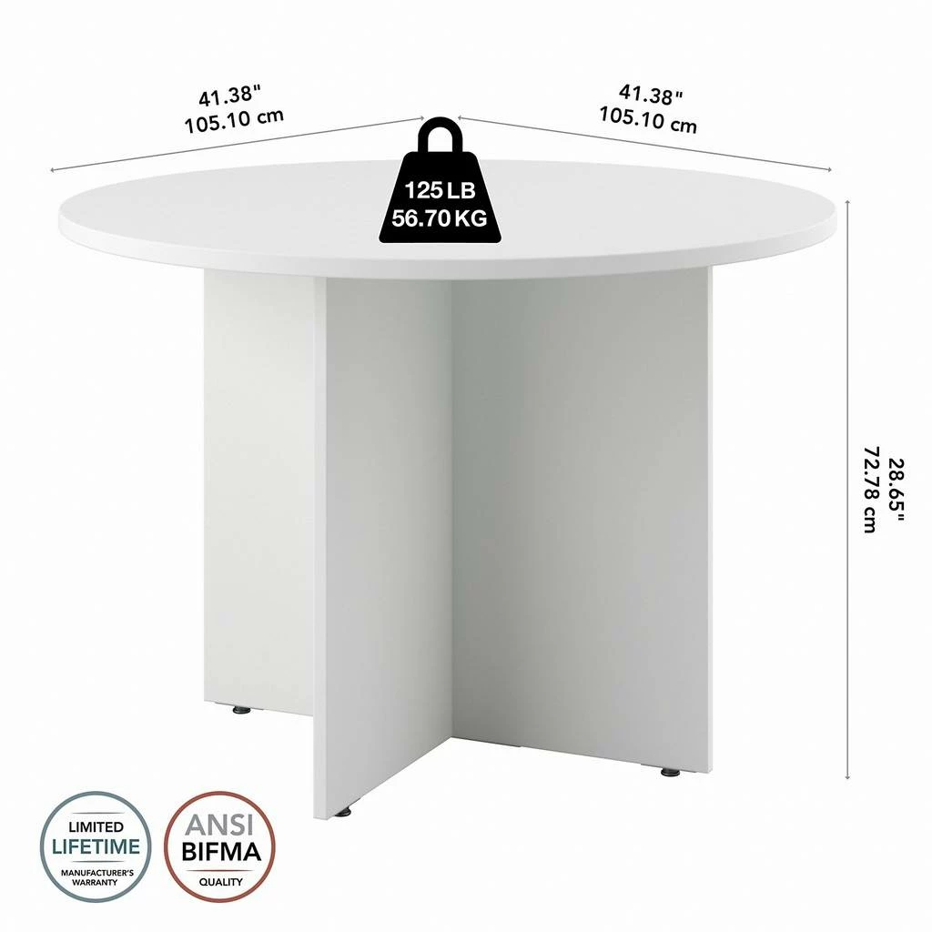 Bush Business Furniture 42W Round Conference Table With Wood Base In White - Bush Business Furniture 99TB42RWH - Image 7