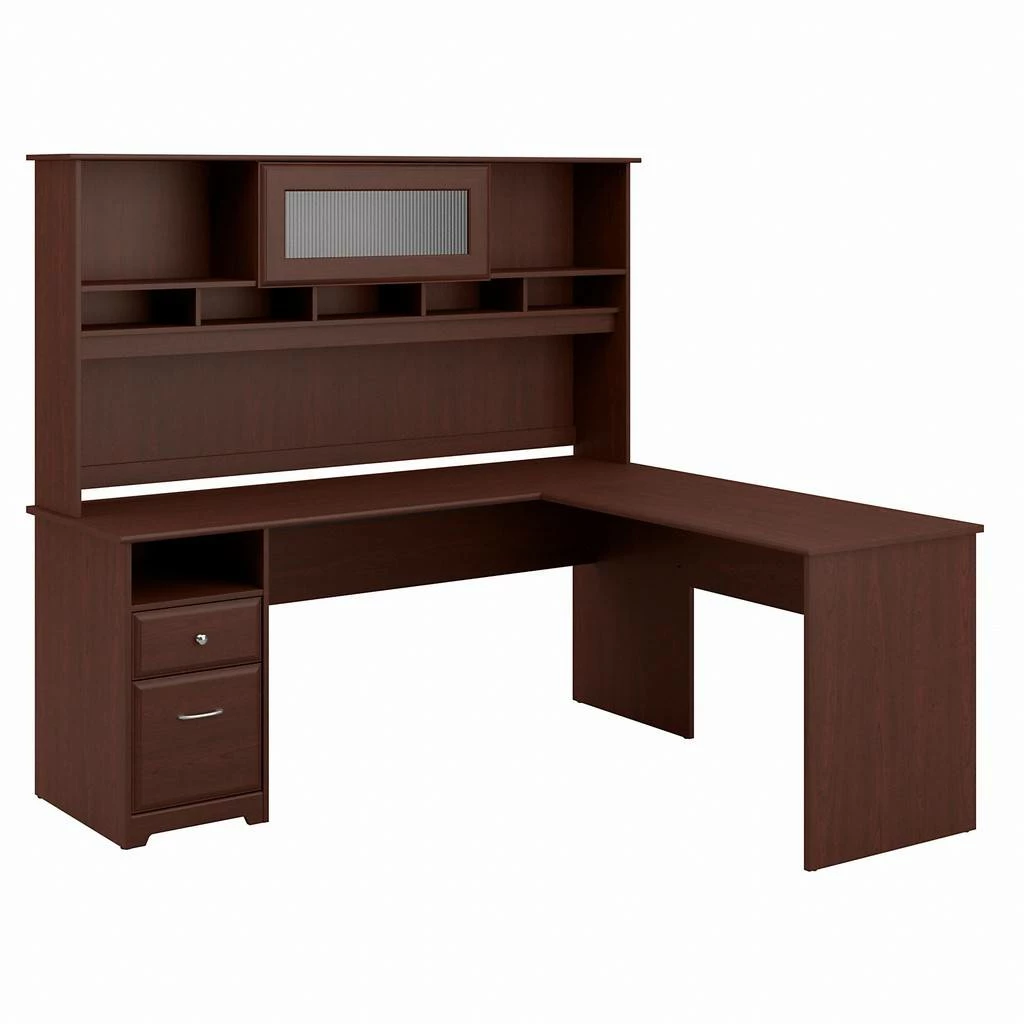 Cabot 72W L Shaped Computer Desk With Hutch And Drawers In Harvest Cherry - Bush Furniture CAB053HVC - Image 8