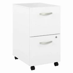Bush Business Furniture Hybrid 2 Drawer Mobile File Cabinet In White - Assembled - Bush Business Furniture HYF116WHSU-Z