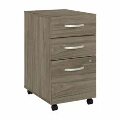 Bush Business Furniture Hybrid 3 Drawer Mobile File Cabinet In Modern Hickory - Assembled - Bush Business Furniture HYF216MHSU-Z
