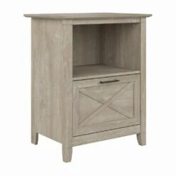 Bush Furniture Key West Lateral File Cabinet With Shelf In Washed Gray - KWF124WG-03