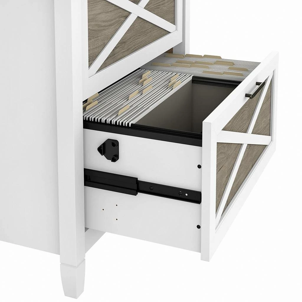 Bush Furniture Key West 2 Drawer Lateral File Cabinet In Pure White And Shiplap Gray - Bush Furniture KWF130G2W-03 - Image 4