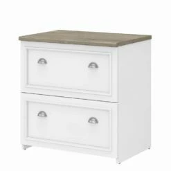 Bush Furniture Fairview 2 Drawer Lateral File Cabinet In Pure White And Shiplap Gray - Bush Furniture WC53681-03
