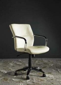 Lysette Desk Chair In Cream/Silver - Safavieh FOX8500A