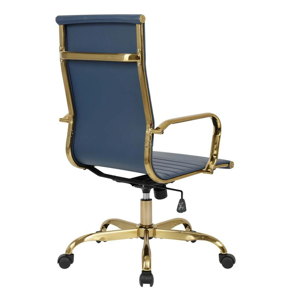 LeisureMod Harris High-Back Leatherette Office Chair With Gold Frame - LeisureMod HOTG19BUL - Image 5
