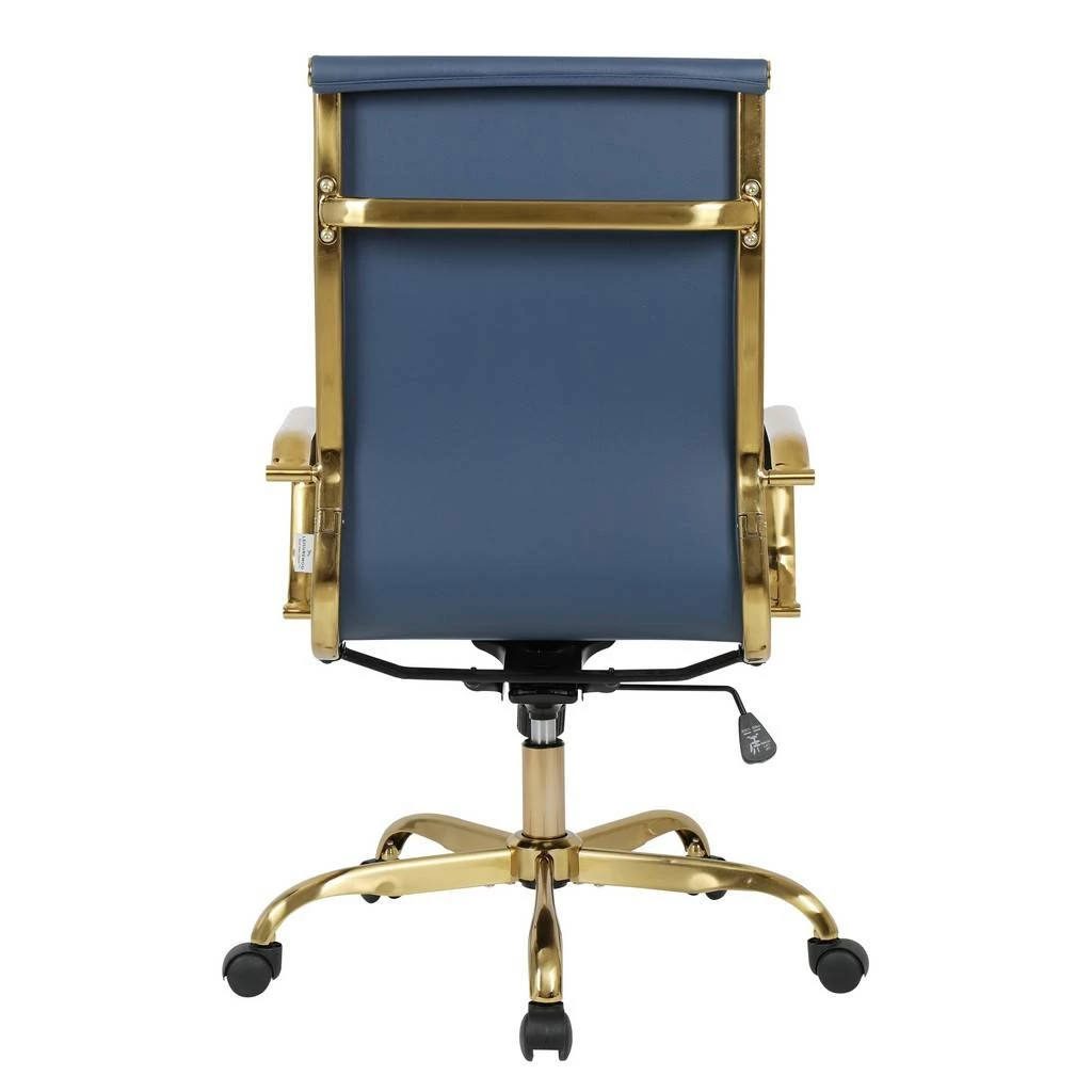 LeisureMod Harris High-Back Leatherette Office Chair With Gold Frame - LeisureMod HOTG19BUL - Image 6