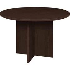Lorell Prominence Round Laminate Conference Table - 29" X 42" , 1" Top, 0.1" Edge - Material: Thermofused Melamine (TFM), Particleboard - Finish: Espresso Laminate Surface - LLRPT42RES