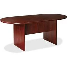 Lorell Prominence Racetrack Conference Table - 72" X 36" X 29"Table, 1" Top, 0.1" Edge - Material: Particleboard, Thermofused Melamine (TFM) - Finish: Mahogany - LLRPT7236MY