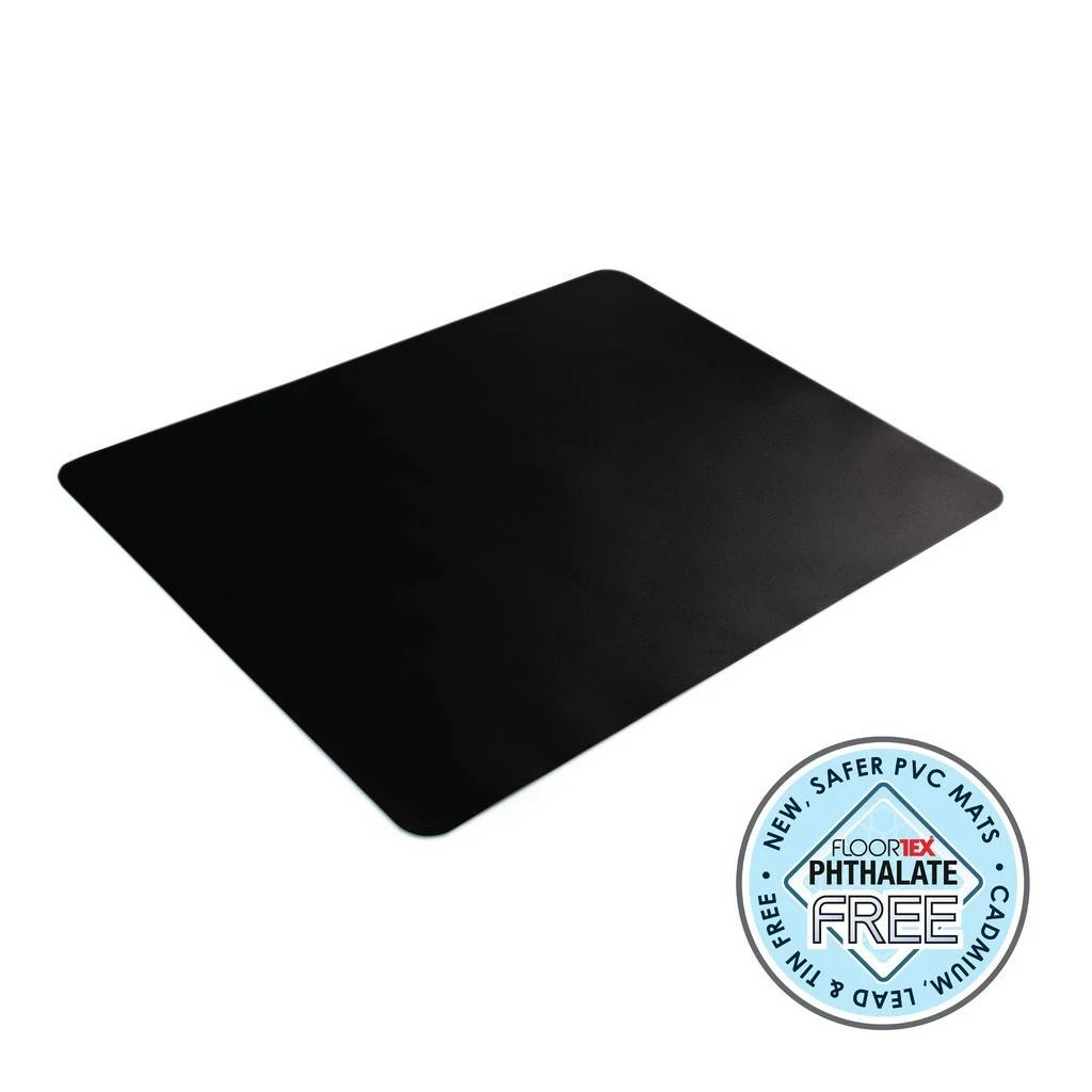 Desktex Black Vinyl Rectangular Desk Pad - 20" X 36" - Floortex FRDE2036BV1