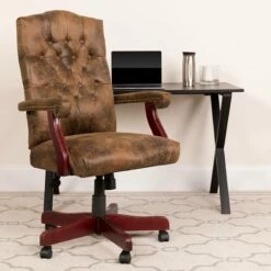 Bomber Brown Classic Executive Office Chair - Flash Furniture 802-BRN-GG
