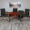 5-Pc Cherry Oval Conference Table Set W/ 4 Black & Chrome LeatherSoft Executive Chairs - Flash Furniture BLN-6GCCHR2286-BK-GG