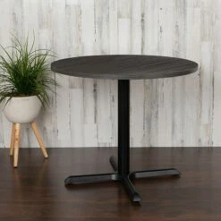 36" Round Multi-Purpose Conference Table In Rustic Gray - Flash Furniture GC-M-BLK-15-GRY-GG