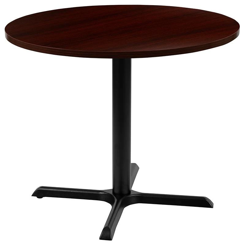 36" Round Multi-Purpose Conference Table In Mahogany - Flash Furniture GC-M-BLK-15-MHG-GG - Image 2