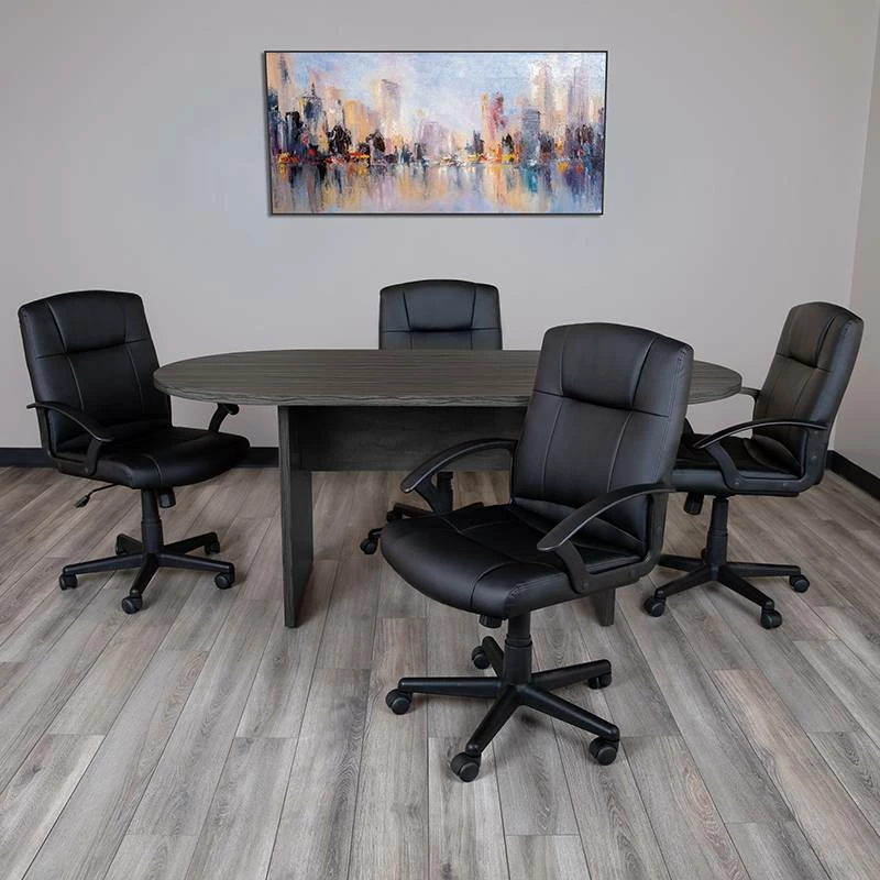 6 Foot (72 Inch) Oval Conference Table In Rustic Gray - Flash Furniture GC-TL1035-GRY-GG