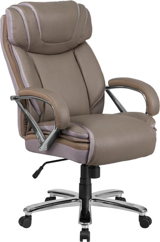 HERCULES Series 500 Lb. Capacity Big & Tall Taupe Leather Executive Swivel Office Chair W/ Extra Wide Seat - Flash Furniture GO-2092M-1-TP-GG - Image 2
