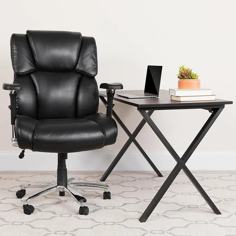 Hercules Series 24/7 Intensive Use, Multi-Shift, Big & Tall 400 Lb. Capacity Black Leather Executive Swivel Chair W/ Lumbar Support Knob - Flash Furniture GO-2149-LEA-GG