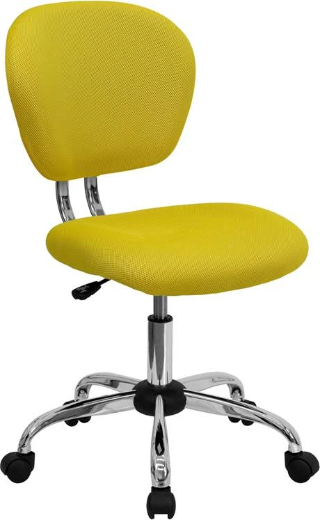 Mid-Back Yellow Mesh Task Chair W/ Chrome Base - Flash Furniture H-2376-F-YEL-GG