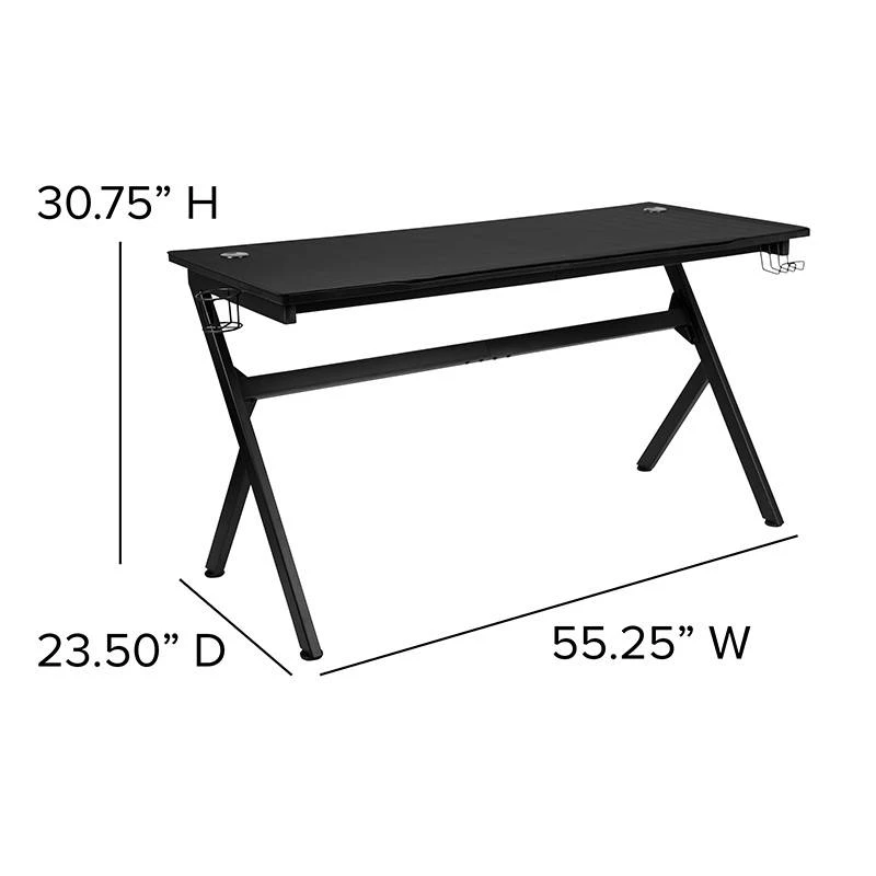 55" X 24" Extra Large Gaming Desk With Headphone Hook And Cup Holder - Free Mouse Pad - Flash Furniture NAN-TG-D1904L-GG - Image 6