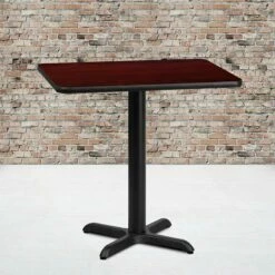 24'' X 30'' Rectangular Mahogany Laminate Table Top With 22'' X 22'' Table Height Base - Flash Furniture XU-MAHTB-2430-T2222-GG