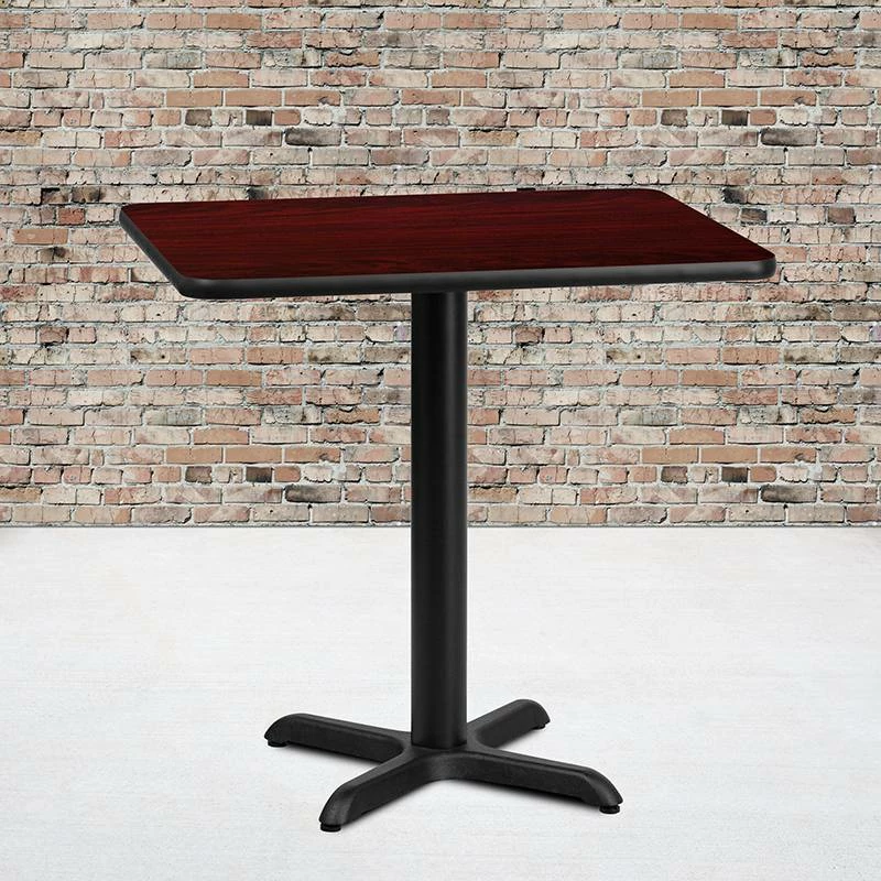 24'' X 30'' Rectangular Mahogany Laminate Table Top With 22'' X 22'' Table Height Base - Flash Furniture XU-MAHTB-2430-T2222-GG