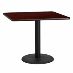 36'' Square Mahogany Laminate Table Top With 24'' Round Table Height Base - Flash Furniture XU-MAHTB-3636-TR24-GG