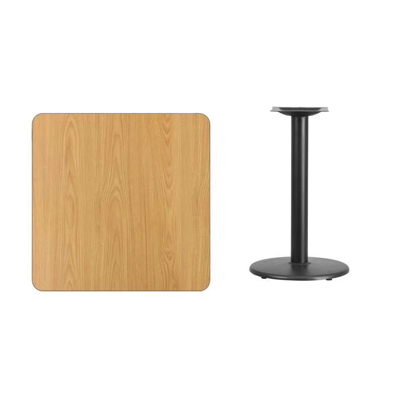 30'' Square Natural Laminate Table Top With 18'' Round Table Height Base - Flash Furniture XU-NATTB-3030-TR18-GG - Image 3