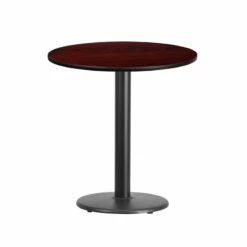 24'' Round Mahogany Laminate Table Top With 18'' Round Table Height Base - Flash Furniture XU-RD-24-MAHTB-TR18-GG