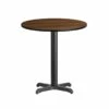 24'' Round Walnut Laminate Table Top With 22'' X 22'' Table Height Base - Flash Furniture XU-RD-24-WALTB-T2222-GG
