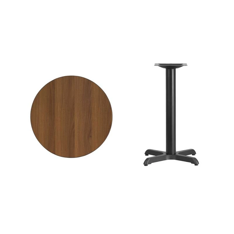 24'' Round Walnut Laminate Table Top With 22'' X 22'' Table Height Base - Flash Furniture XU-RD-24-WALTB-T2222-GG - Image 3