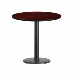 30'' Round Mahogany Laminate Table Top With 18'' Round Table Height Base - Flash Furniture XU-RD-30-MAHTB-TR18-GG