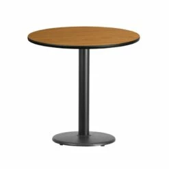 30'' Round Natural Laminate Table Top With 18'' Round Table Height Base - Flash Furniture XU-RD-30-NATTB-TR18-GG
