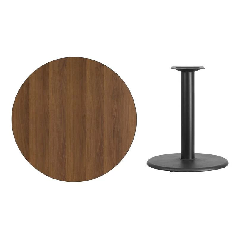 36'' Round Walnut Laminate Table Top With 24'' Round Table Height Base - Flash Furniture XU-RD-36-WALTB-TR24-GG - Image 3