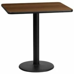 24'' X 30'' Rectangular Walnut Laminate Table Top With 18'' Round Table Height Base - Flash Furniture XU-WALTB-2430-TR18-GG