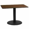 24'' X 42'' Rectangular Walnut Laminate Table Top With 24'' Round Table Height Base - Flash Furniture XU-WALTB-2442-TR24-GG