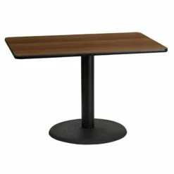 30'' X 45'' Rectangular Walnut Laminate Table Top With 24'' Round Table Height Base - Flash Furniture XU-WALTB-3045-TR24-GG