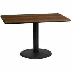 30'' X 48'' Rectangular Walnut Laminate Table Top With 24'' Round Table Height Base - Flash Furniture XU-WALTB-3048-TR24-GG