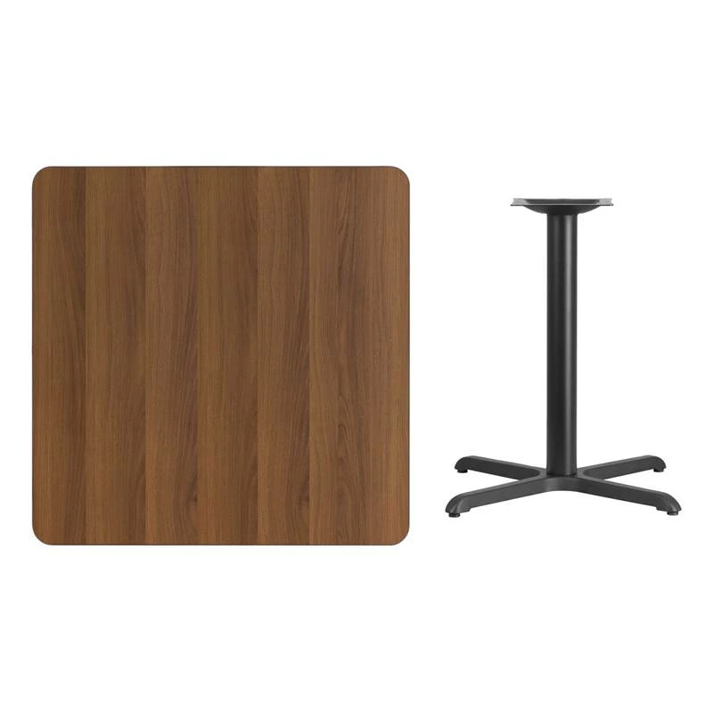 36'' Square Walnut Laminate Table Top With 30'' X 30'' Table Height Base - Flash Furniture XU-WALTB-3636-T3030-GG - Image 3