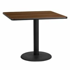 36'' Square Walnut Laminate Table Top With 24'' Round Table Height Base - Flash Furniture XU-WALTB-3636-TR24-GG
