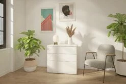 Atypik 3-Drawer Storage And Filing Cabinet In White - Nexera 608603