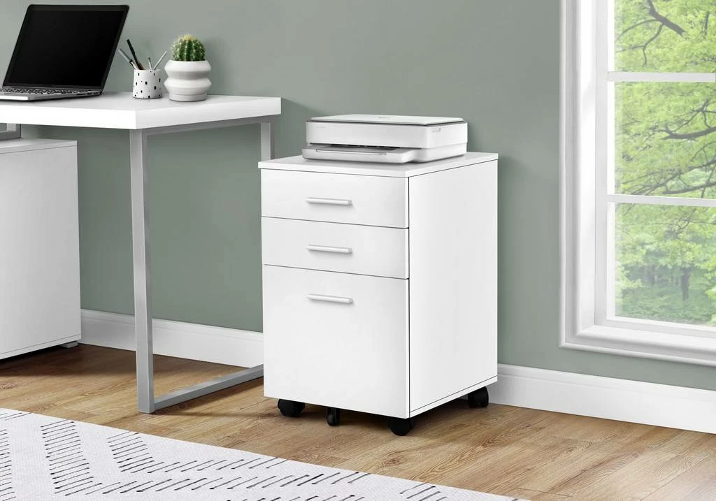 File Cabinet / Rolling Mobile / Storage Drawers / Printer Stand / Office / Work / Laminate / White / Contemporary / Modern - Monarch Specialties I 7780