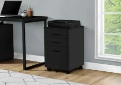File Cabinet / Rolling Mobile / Storage Drawers / Printer Stand / Office / Work / Laminate / Black / Contemporary / Modern - Monarch Specialties I 7781