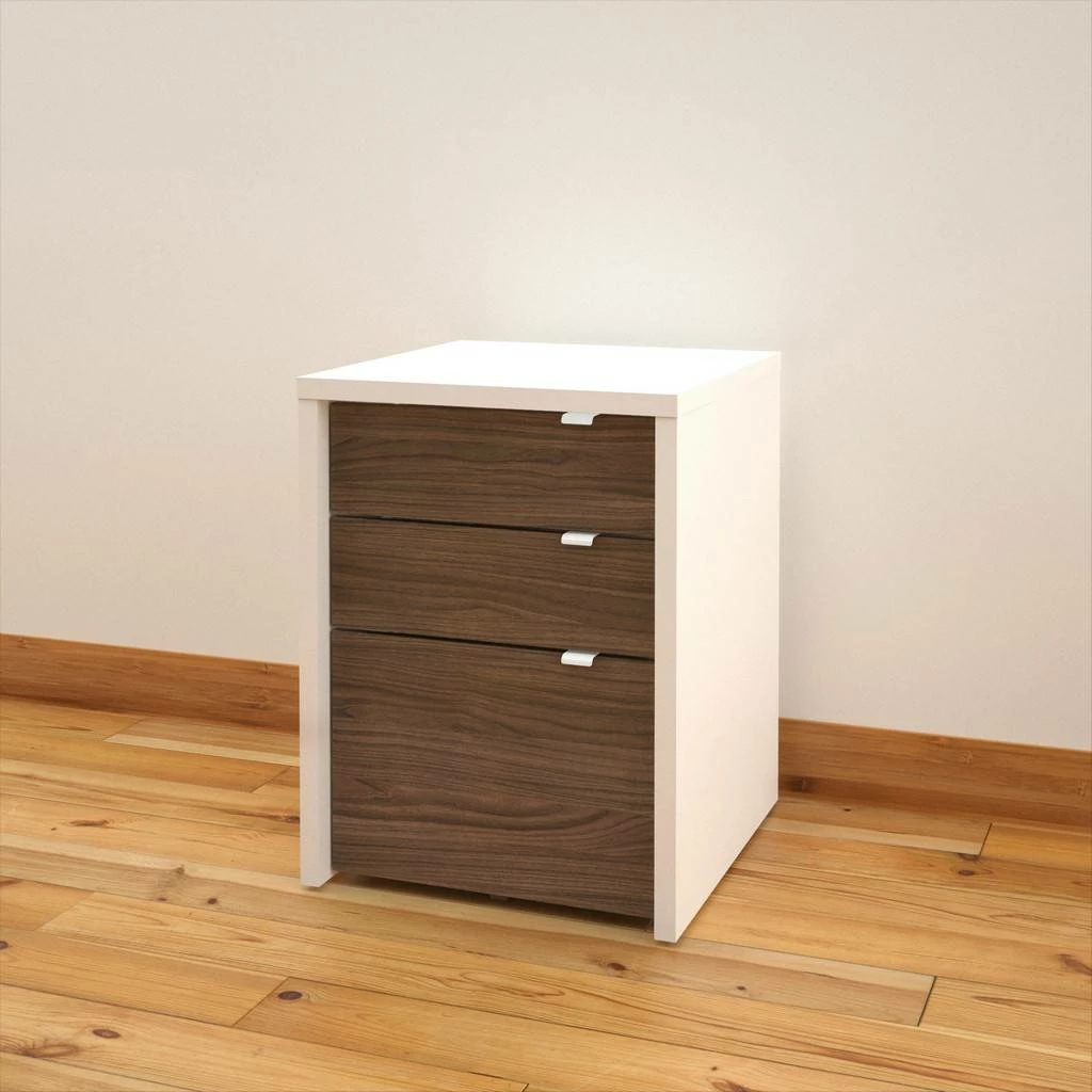 Liber-T Filing Cabinet In 3-Drawer In White And Walnut - Nexera 211203 - Image 8