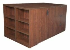 Legacy Stand Up Lateral File/ 3 Storage Cabinet Quad W/ Bookcase End In Cherry - Regency LSLF3SC8546CH