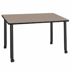 Regency Kee 42 X 24 In. Mobile Training Seminar Table- Beige Top, Black Legs - Regency MTC4224BEBK