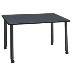 Regency Kee 48 X 24 In. Mobile Training Seminar Table- Grey Top, Black Legs - Regency MTC4824GYBK